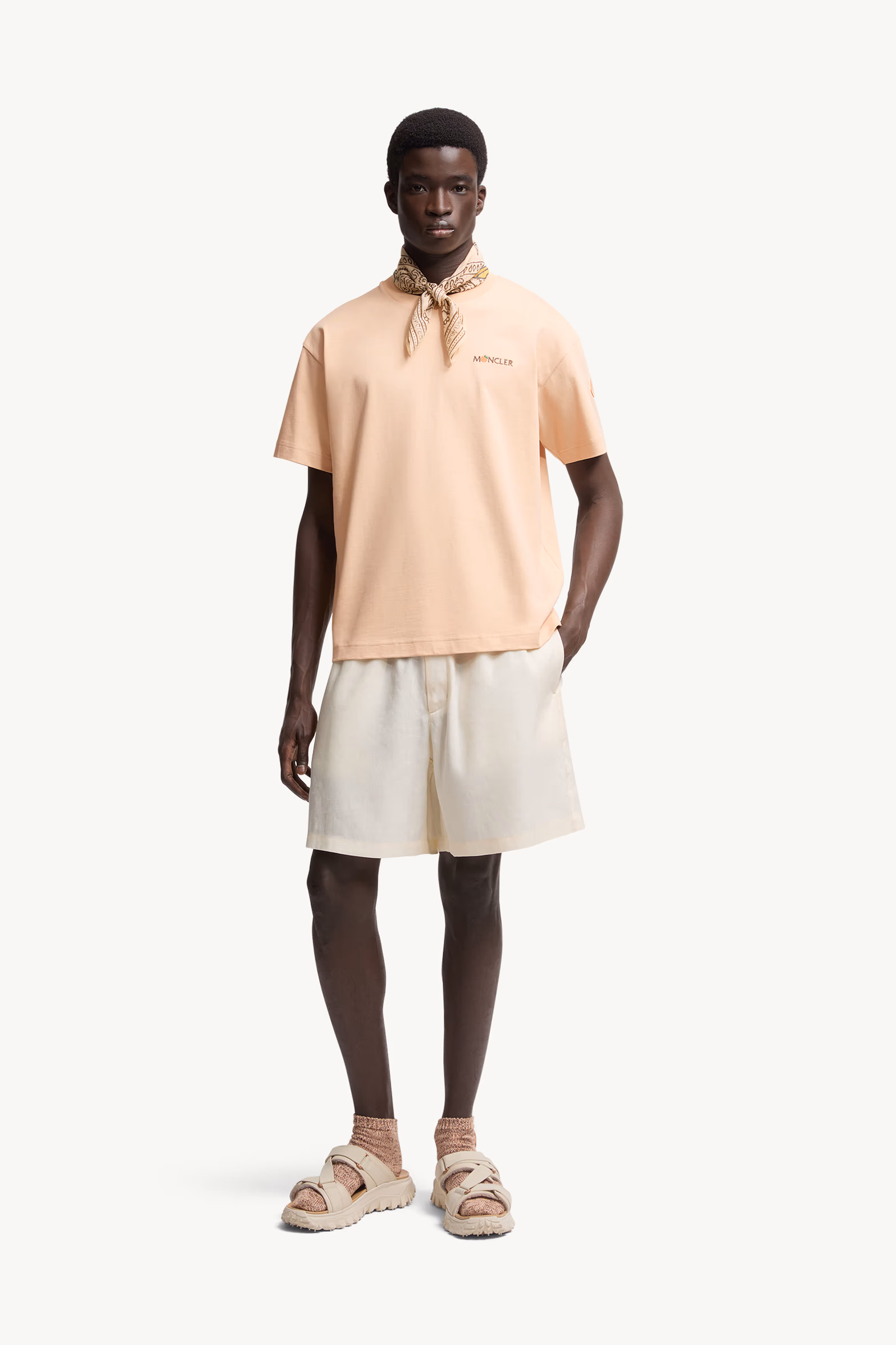 Moncler x Gilga Farm Designed by Donald Glover Cotton T-Shirt Men Peach Pink Moncler 0